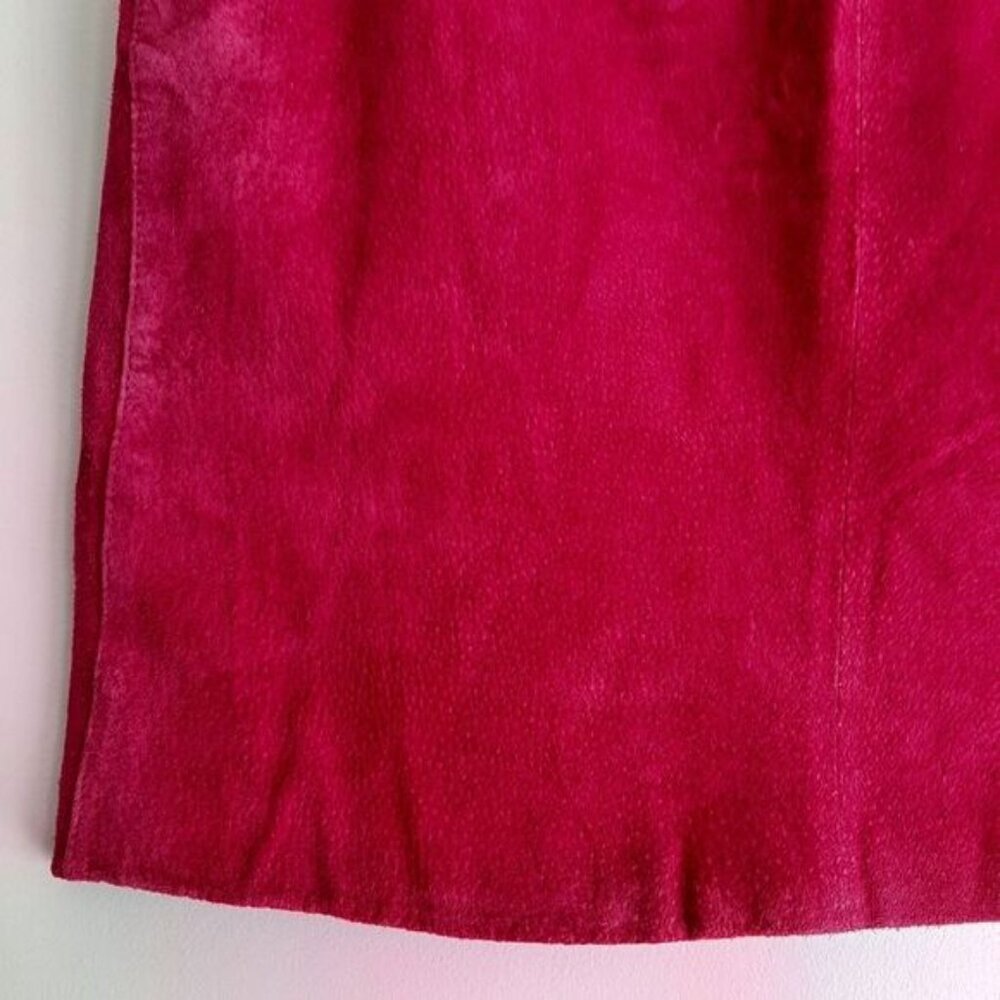 Vintage J WALDEN 100% Genuine Suede Leather Pencil Mini Skirt Pink Sz S - Picture 9 of 16